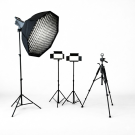 Профессиональный студийный комплект для съёмки BobbyStudio: Bediro T200 Pro 200W, LED U600+ PRO RGB, октобокс 95 см, стойки и штатив