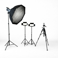 Профессиональный студийный комплект для съёмки BobbyStudio: Bediro T200 Pro 200W, LED U600+ PRO RGB, октобокс 95 см, стойки и штатив