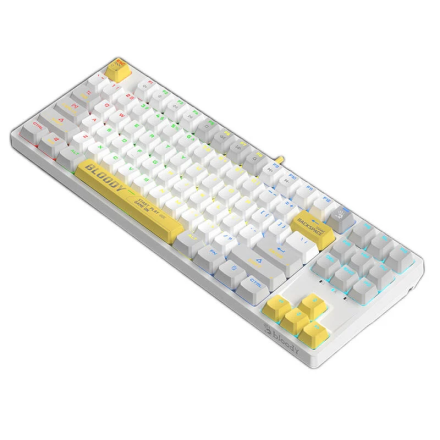 Игровая механическая клавиатура A4tech Bloody S87 Energy White: Проводная TKL клавиатура на оптических переключателях LK Light Strike Red