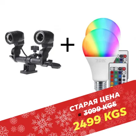 Двойной патрон Bobby Studio + RGB Светодиодная лампа (15W) A80-265V