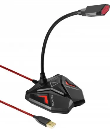 Микрофон Promate Streamer LED, USB Maroon