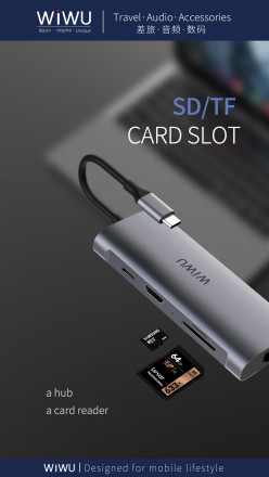 Хаб многофункциональный Type-C WiWU Alpha A831HRT 8 in 1 Grey