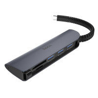 Концентратор HOCO HB17 Type-C на USB3.0*3 + SD + TF