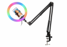 Кольцевая лампа "BobbyStudio Light RGB" Punk 33см с кронштейном для стола  Кольцевая лампа "BobbyStudio Light RGB" Punk 33см с кронштейном для стола