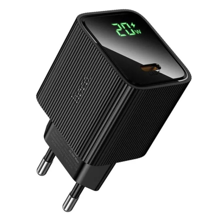 Сетевое зарядное устройство Hoco CS82A 20W USB-C PD с цифровым LED-дисплеем и кабелем Type-C to Lightning