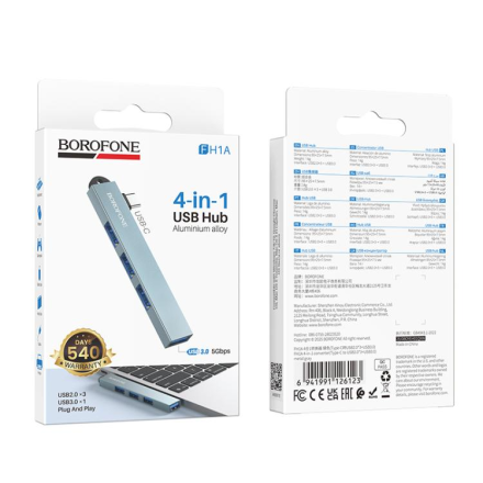 USB-хаб BOROFONE FH1A на 4 порта USB для ноутбука и ПК