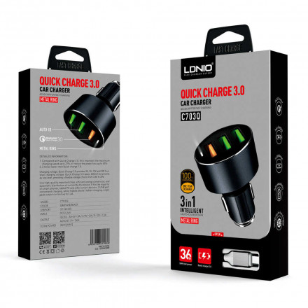 Авто Зарядка LDNIO C703Q Quick Charge 3.0