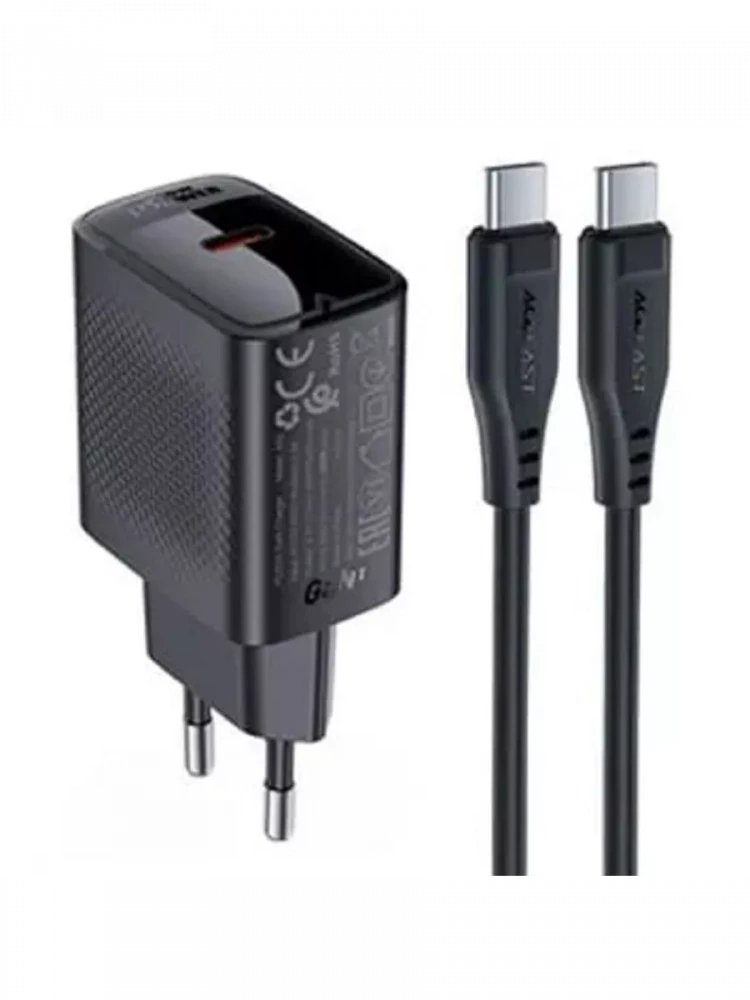 Зарядное устройство Acefast A82 PD20W GaN с кабелем Type-C — компактный адаптер для Android и Samsung