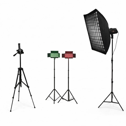 Комплект освещения Home Studio Light: MW400S + Софтбокс BobbyStudio PRO 50×70, 2×LED панели U600 PRO со стойками + штатив WT-3520