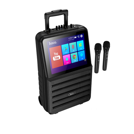 Караоке колонка HOCO DS70 с экраном 14.1" Android, 2 микрофона — Bluetooth акустика для вечеринок