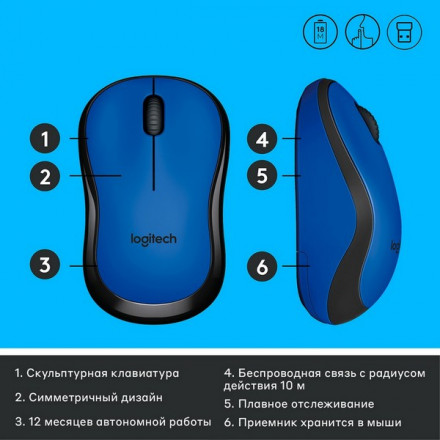 Мышь беспроводная Logitech M220 Silent Charcoal