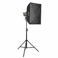 Профессиональный студийный комплект света Bediro T200 Pro 200W + софтбокс 60×90 с сотами + усиленная стойка 2.8 м