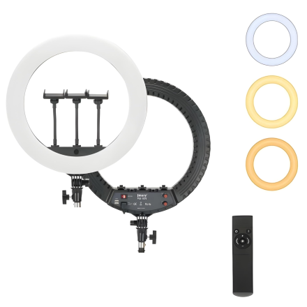 Кольцевая лампа Jmary FM-18R 18" с держателем для телефона и штативом — профессиональный свет для фото и видео