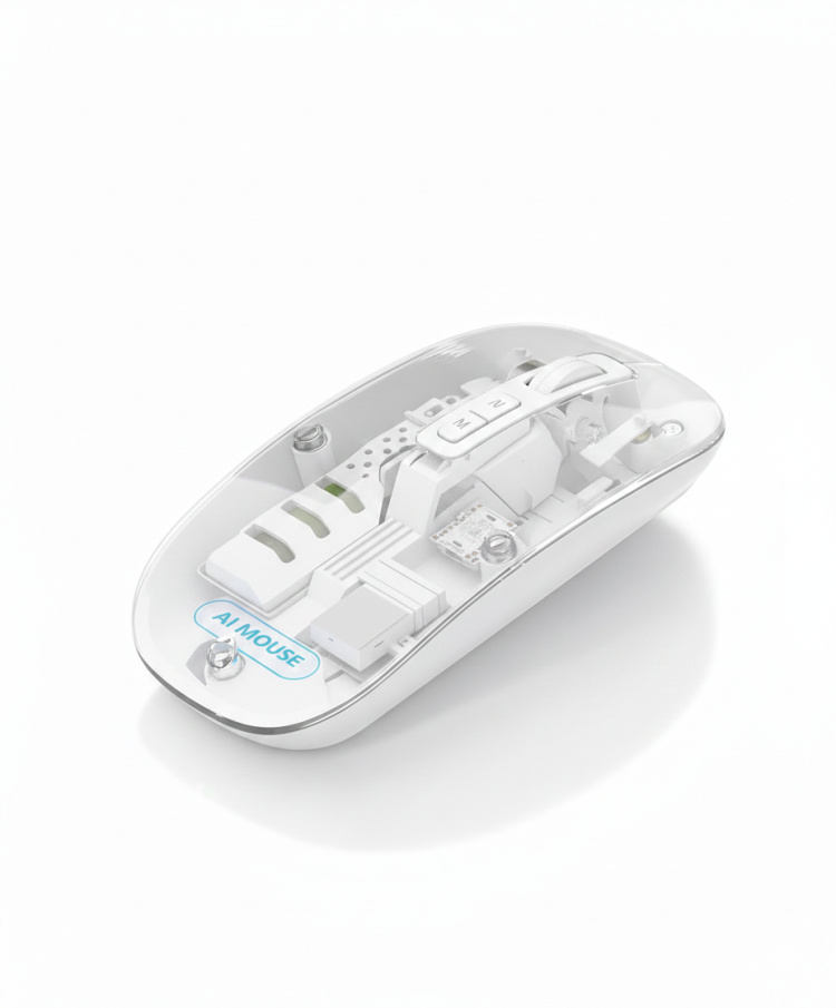 AI-мышь V16 White с голосовым вводом и AI-кнопкой — беспроводная мышь 2.4G и Bluetooth, купить в Бишкеке