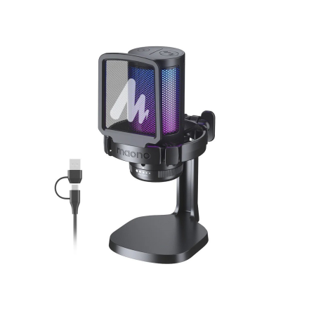 Игровой USB микрофон Maono DGM20 GamerWave RGB с шумоподавлением, кардиоидный, для стриминга и записи