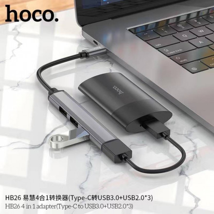 USB Хаб Hoco HB26 (3 usb 2.0, usb 3.0)