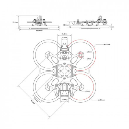 Рама квадрокоптера Pavo25 V2 (BETAFPV)