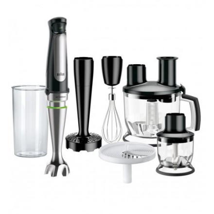 Погружной блендер Braun MQ7087X MultiQuick 7, Smart Speed, 1000 Вт, с кухонным комбайном и расширенными насадками