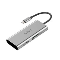 Алюминиевый концентратор WIWU Apollo USB-C Hub A731TH Grey