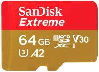 Карта памяти 64Gb SanDisk Extreme microSDXC Class 10 UHS-I U3 V30 A2