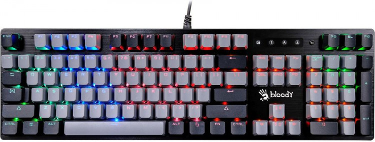 Механическая игровая клавиатура A4Tech Bloody B828N с многоцветной подсветкой, USB, чёрно-серая — купить в Бишкеке