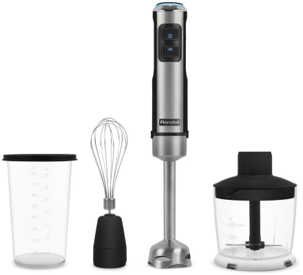 Погружной блендер Rondell RDE-1300 — профессиональная мощность 1200 Вт, титановое напыление ножей, набор 3 в 1