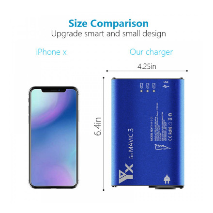 Зарядное устройство для 3 аккумуляторов DJI Mavic 3, пульта и мобильного устройства (YX)