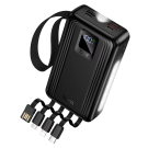 Мощный повербанк Hoco J173 20000mAh с быстрой зарядкой 22.5W, встроенными кабелями и двойным LED-фонариком