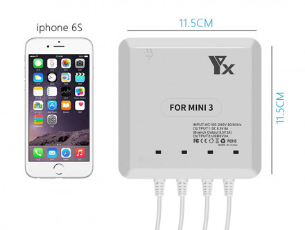 Зарядное устройство для 4-х аккумуляторов DJI Mini 3 / Mini 3 Pro / Mini 4 Pro, пульта и смартфона (YX)