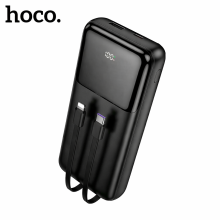 Power Bank HOCO DB99A 20000mAh с встроенными кабелями Type-C и Lightning, быстрая зарядка 22.5W