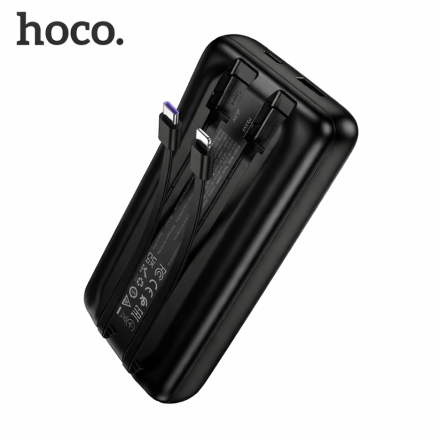 Power Bank HOCO DB99A 20000mAh с встроенными кабелями Type-C и Lightning, быстрая зарядка 22.5W