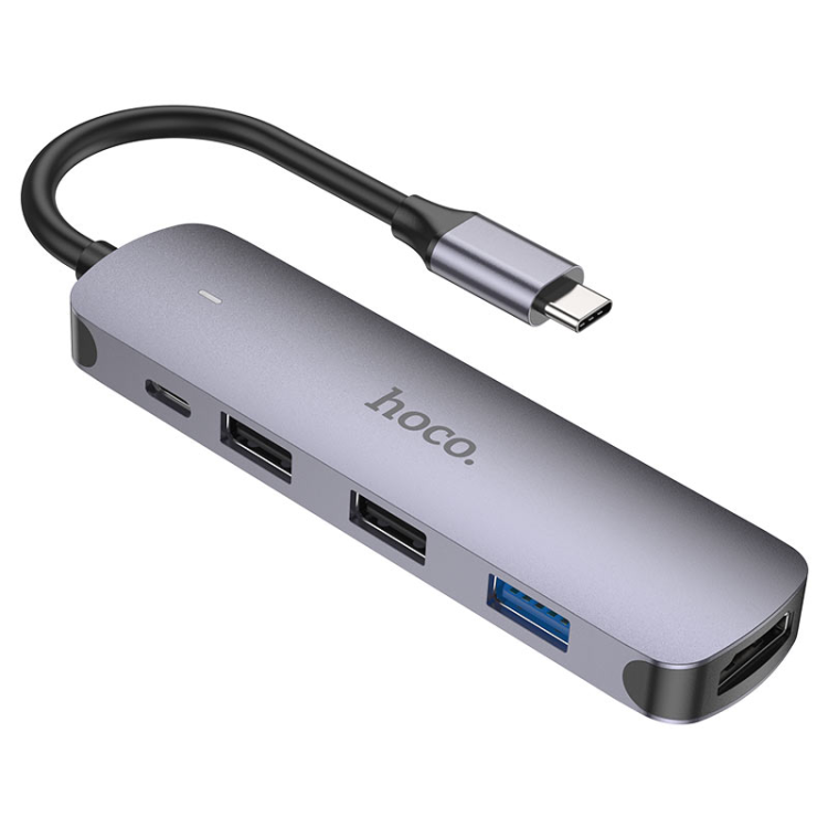 USB-C хаб Hoco HB27 5 в 1 с HDMI 4K, зарядкой PD 100W и портами USB 3.0 для ноутбука — купить Бишкек