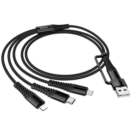 Универсальный кабель 6-в-1 Hoco X123 Victory (USB-A / Type-C to Lightning + Type-C + Micro-USB, 3.0A, 1м)