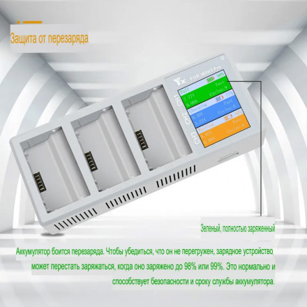 Хаб для зарядки 3-х аккумуляторов DJI Mini 3 / Mini 3 Pro / Mini 4 Pro (LCD дисплей) (YX)