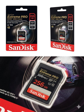 Карта памяти 256Gb SanDisk Extreme Pro SDXC UHS-I U3 V30 A2 (Реплика)