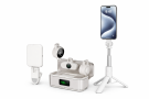Набор для съёмки 3 в 1: LED панель W78 RGB MagSafe + петличный микрофон S30 + монопод-штатив G20 с Bluetooth (Белый)