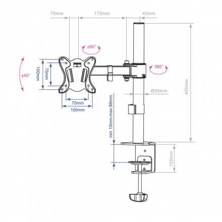 Настольный кронштейн для мониторов ARM MEDIA LCD-T11 BLACK