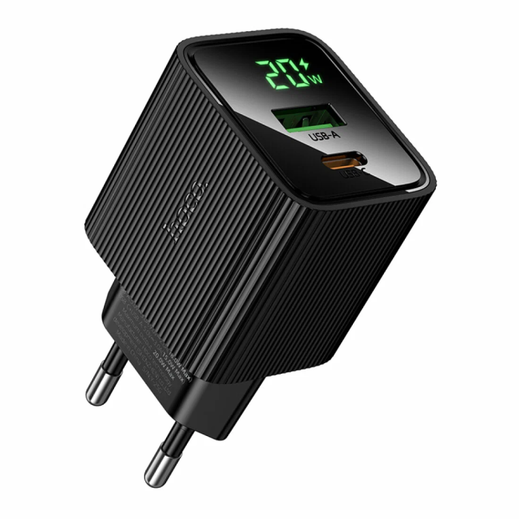 Сетевое зарядное устройство Hoco CS83A PD20W + QC3.0 с LED-дисплеем напряжения и тока, порты USB-C и USB-A
