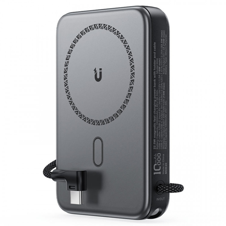 Power Bank с MagSafe AceFast M24 10000 мАч со встроенным кабелем USB-C и подставкой