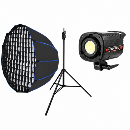 Студийный комплект освещения COB CQ-500 (3200K–6500K) + Octobox BobbyStudio 90 см с сотами + Стойка 2.8 м